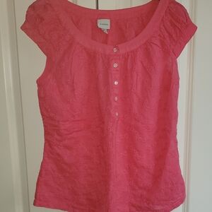 Merona Pink Cap Sleeve Ruched Blouse
